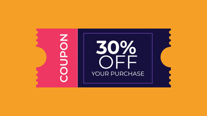 30 off coupon, illustration of a ticket format card