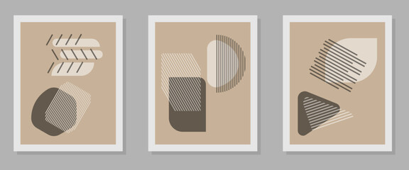 Trendy set of abstract creative minimalist, ideal for wall decoration, as postcard or brochure design, vector illustration