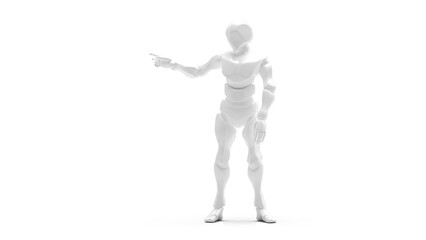 Fototapeta na wymiar Detailed appearance of the white AI robot under white background. Concept 3D CG of automatic operation, optimization and block chain. PNG file format.