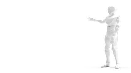 Detailed appearance of the white AI robot under white background. Concept 3D CG of automatic operation, optimization and block chain. PNG file format.