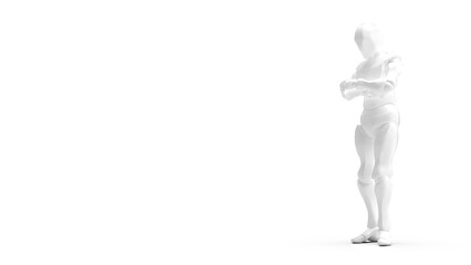 Detailed appearance of the white AI robot under white background. Concept 3D CG of automatic operation, optimization and block chain. PNG file format.