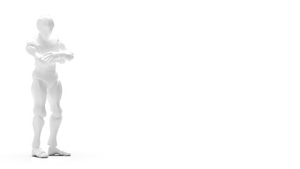 Detailed appearance of the white AI robot under white background. Concept 3D CG of automatic operation, optimization and block chain. PNG file format.