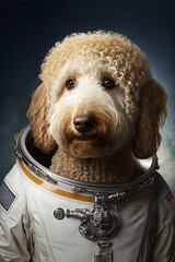 Space Smart Dogs Golden Doodle, Generative AI