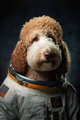 Space Smart Dogs Golden Doodle, Generative AI