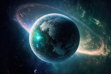 Obraz na płótnie Canvas planet orbit with view of the universe. Generative AI