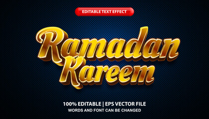 Ramadan kareem, editable text effect template, shining gold font style