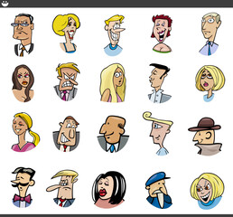 cartoon people characters faces set