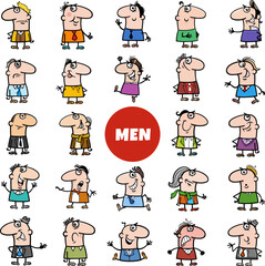 funny cartoon men characters big set