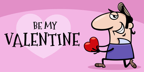 Valentines Day design with cartoon man with heart