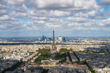 Aerial view of Paris with Eiffel Tower, France