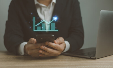 Businessman is calculating income and return on investment in percentage. income, return, retirement, compensation fund, investment, dividend tax, stock market