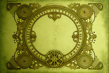 steampunk vintage frame on green background