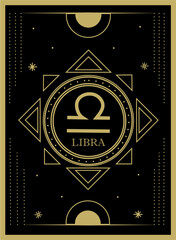 Libra horoscope and zodiac constellation symbol Minimalist Vector tarot card for tarot reader	