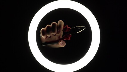 female hands hold pliers. adjustable tool on a black background close-up. hand tool for repair. manual work