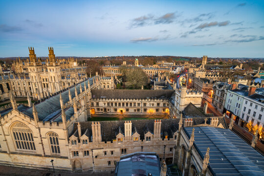 Aerial view of Oxford city in England