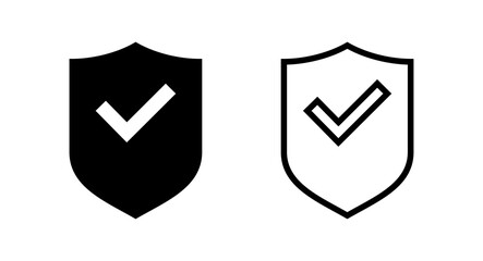 Shield check mark icon vector illustration. Protection approve sign. Insurance icon