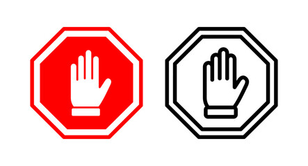 Obraz premium Stop icon vector illustration. stop road sign. hand stop sign and symbol. Do not enter stop red sign with hand