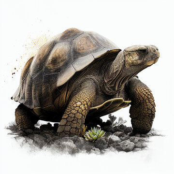 Aldabra Giant Tortoise  image with white background ultra realistic