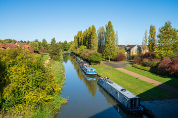 Grand Union canal in autumn. Milton Keynes. England