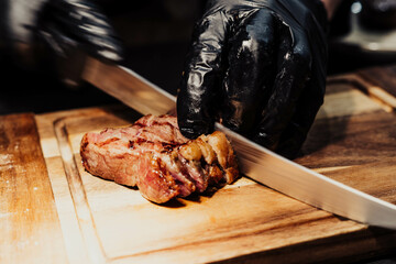 Excellent cuts of Argentine meat on wooden board
