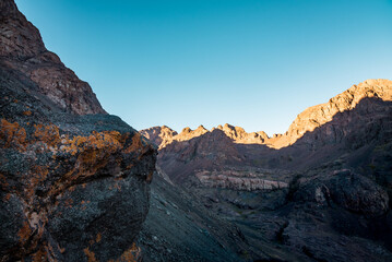 High Atlas mountain range seen as sun rises