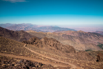 Fototapeta na wymiar High Atlas mountain range seen above the clouds