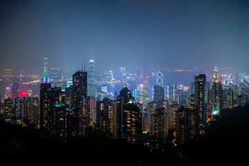 Fototapeta na wymiar Victoria Peak Hong Kong Skyline - Night Photography