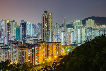 Fototapeta na wymiar Kowloon Hong Kong - Night Skyline Photography