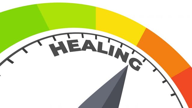 healing level measuring device animation.zoom effect.Infographic gauge, tachometer, speedometer.