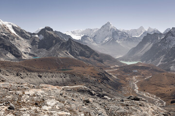 Himalayan mountain range with Ama Dablam mountain, Everest Region