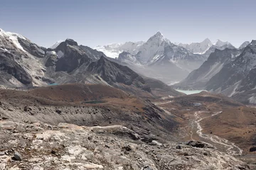 Papier Peint photo Ama Dablam Himalayan mountain range with Ama Dablam mountain, Everest Region