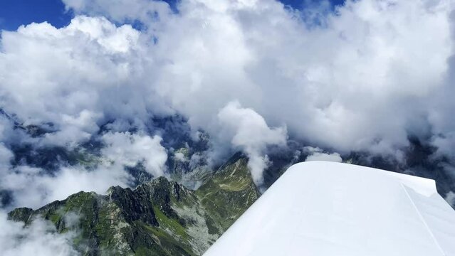 Beautiful view over the Alps from the small plane