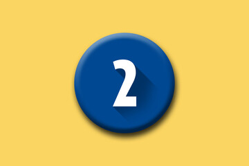 2 - two - number on blue button and yellow background