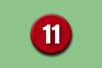 Fototapeta premium 11 - eleven - number on red button and green background