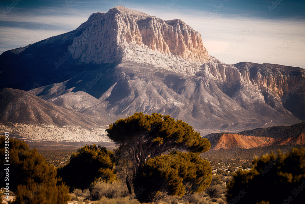 Poster View of the San Julian or Serra Grossa Mountain near Alicante, Spain. Generative AI