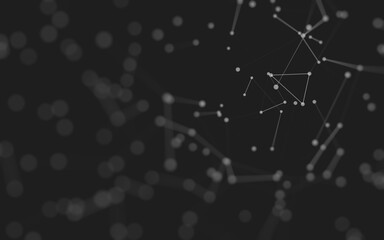 Abstract background. Molecules technology with polygonal shapes, connecting dots and lines. Connection structure. Big data visualization.