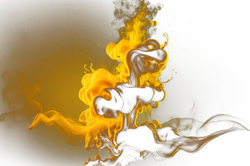 Yellow Smoke background - Close-up Of Yellow Smoke -Transparent Background 