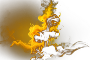 Yellow Smoke background - Close-up Of Yellow Smoke -Transparent Background 