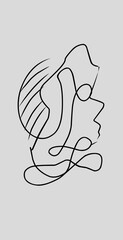 hand drawn illustration of a face person. One line minimal drawing art. 