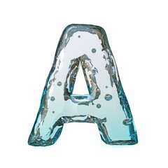 Blue ice font Letter A 3D