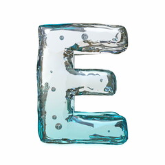 Blue ice font Letter E 3D
