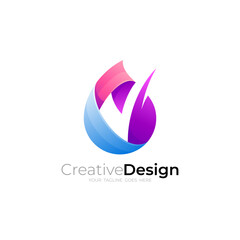 Water drop logo design nature, colorful style , check logos
