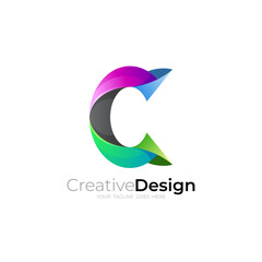 Symbol letter C logo with modern design template, 3d colorful