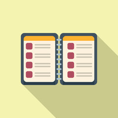Notebook task schedule icon flat vector. Person event. Busy agenda