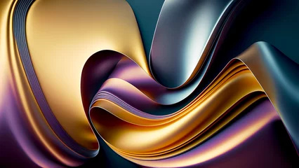 Papier peint photo Vagues fractales Background images, abstract art, streamlined, metal, digital illustration, generated by AI  © Graphinate