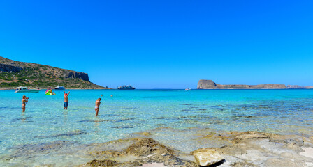 Obraz premium Blick von der Balos Bucht auf die Insel Gramvousa, Kreta (Griechenland) 