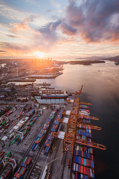 Vancouver Skyline GCT Vanterm Container Terminal Sunset Photography