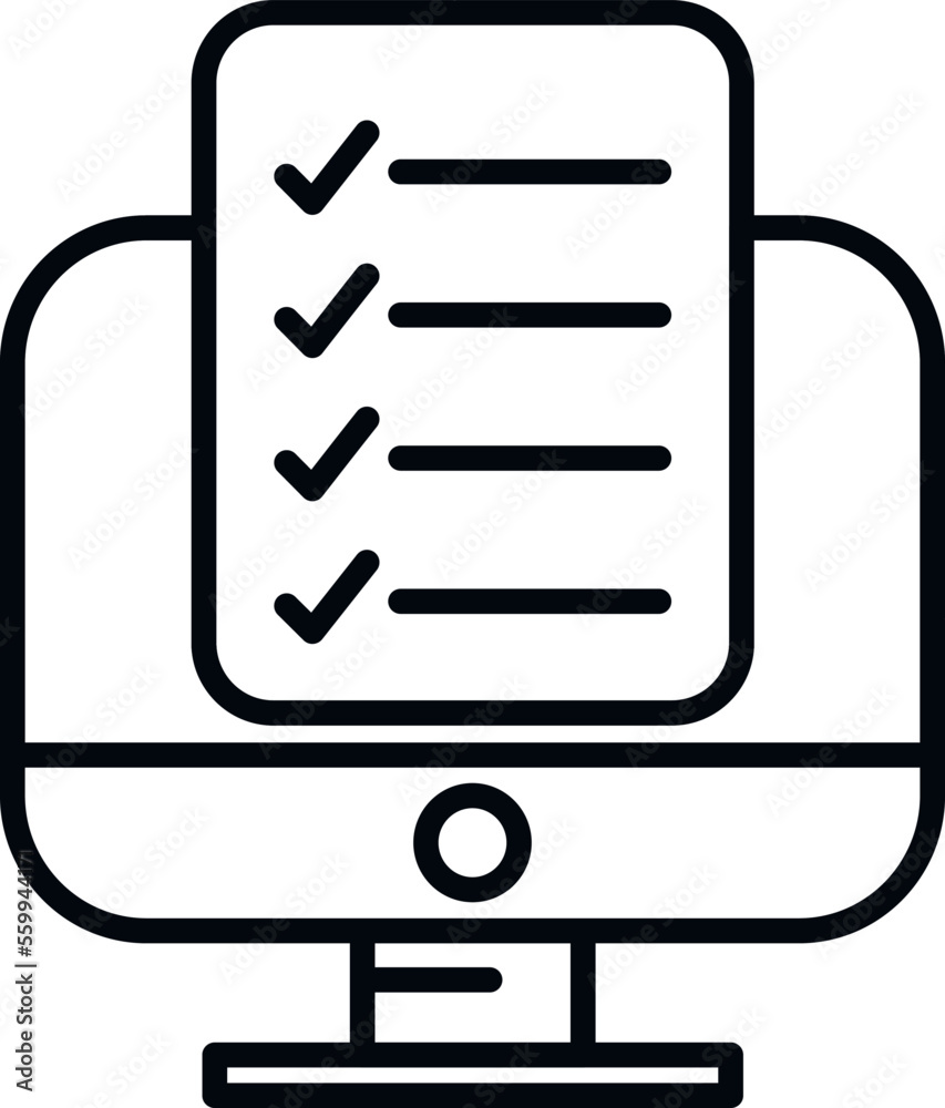 Sticker computer task schedule icon outline vector. event time. manager list