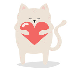 Postcard for Valentine's Day.
In love cat. Cute cat. Love.
The cat is holding a heart. Valentine's Day
Cute cartoon cat 