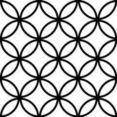 Black and White Interlocking Circles Tiles Seamles Pattern Repeat Background.Background pattern seamless geometric  circle design abstract 